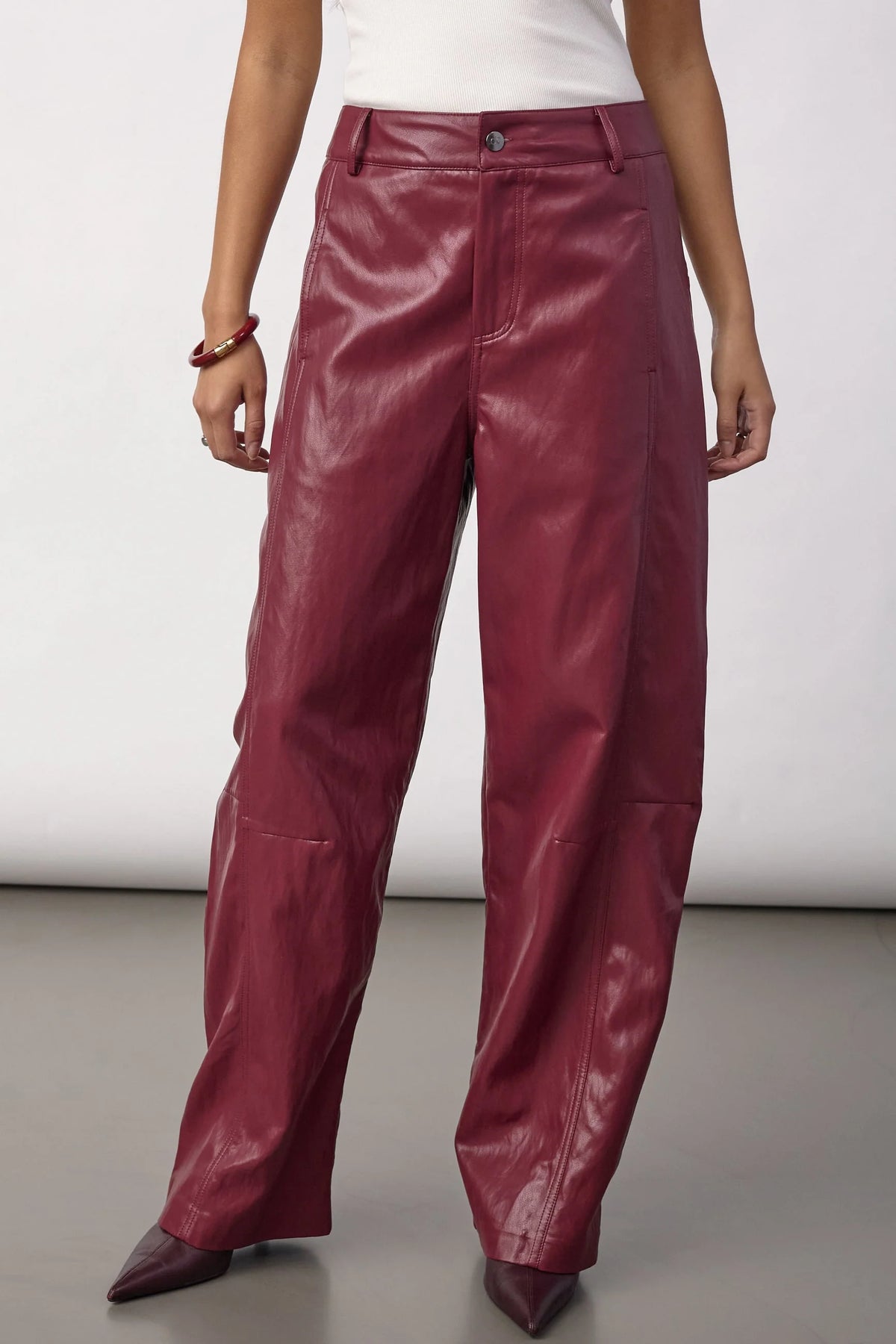 Co'Couture GittCC barrel broek in Berry Red voorzijde