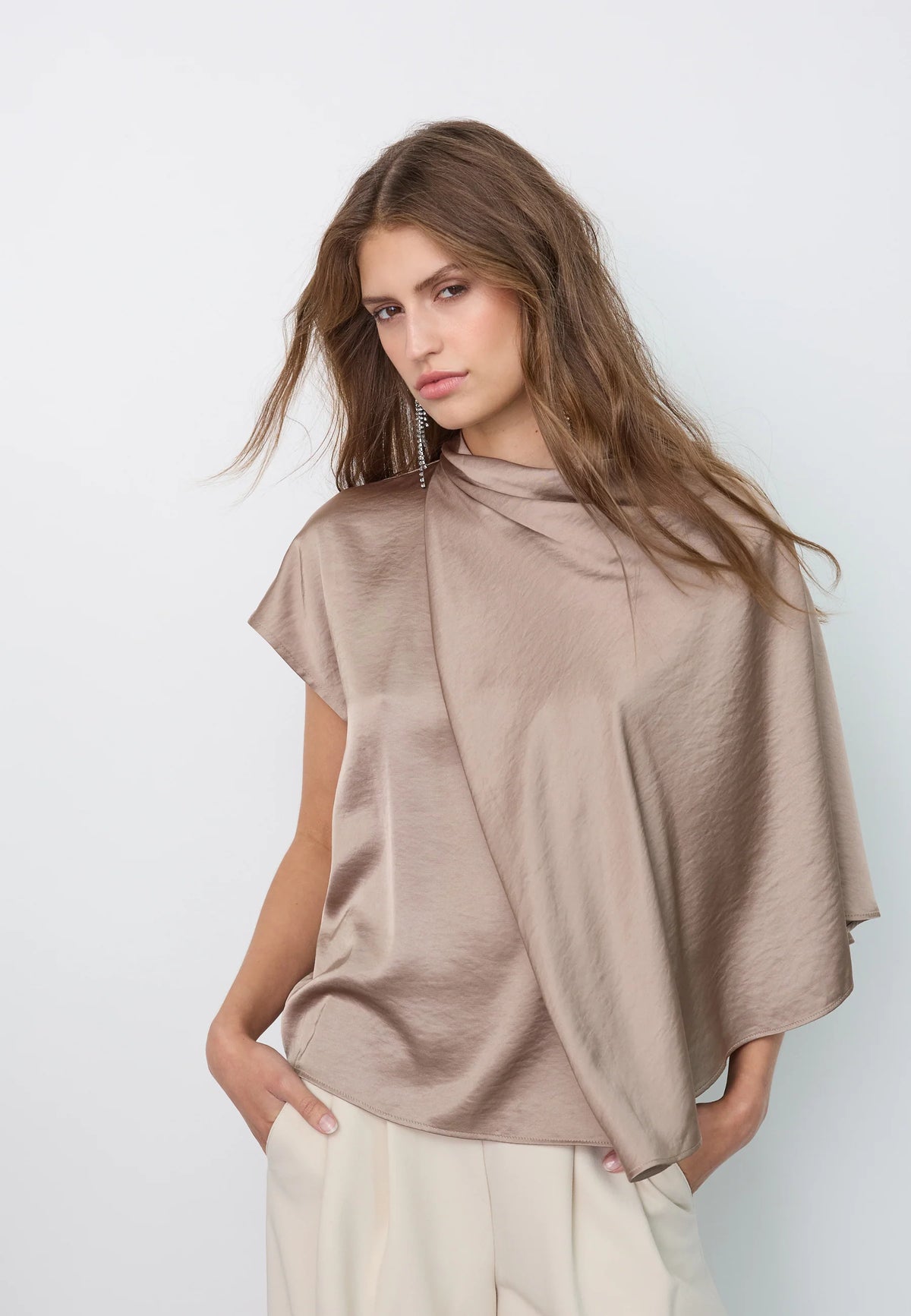 Co'Couture IdunCC Cape blouse in Walnut
