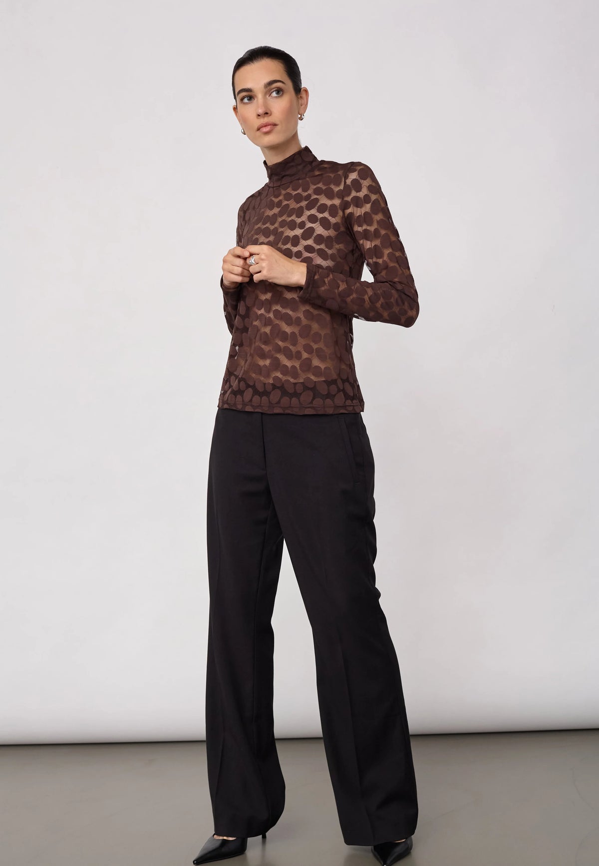 Co'Couture PenolaCC mesh coltop in Brown