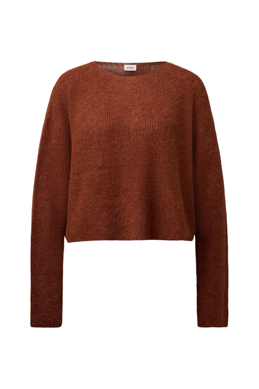 Drykorn Imeny cropped alpaca trui in Chocolate Fondat