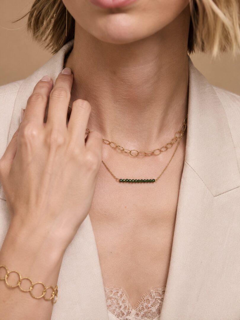Ellen Beekmans Ketting Petite Gemstone in Army Groen