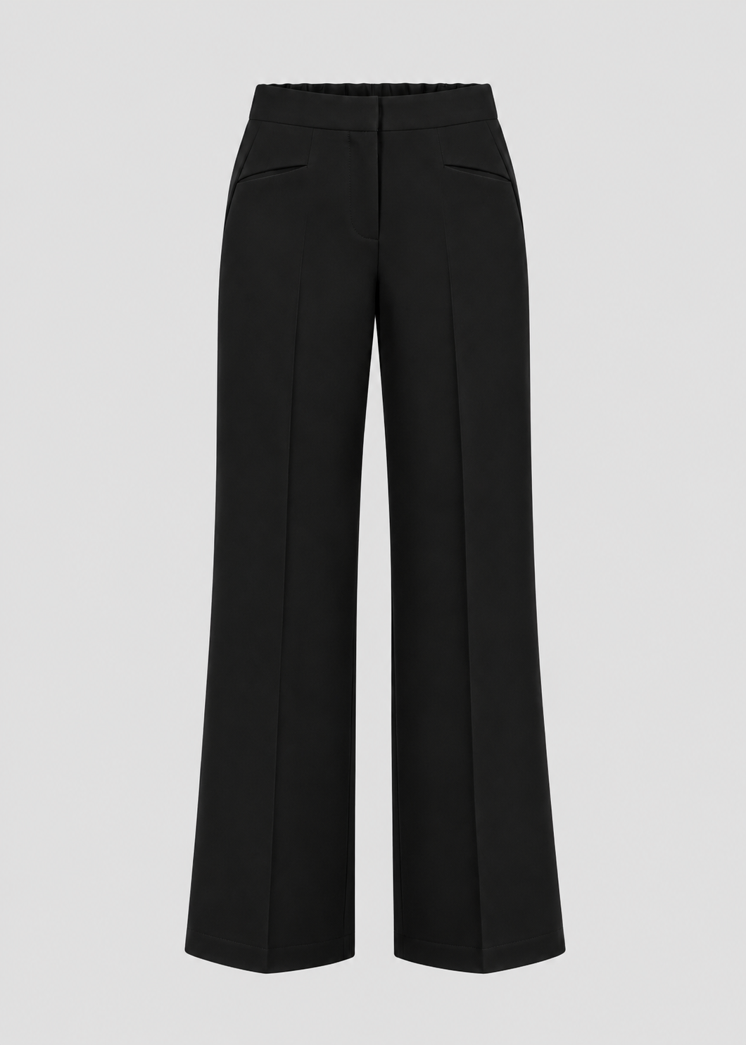 La Vie Pantalon Emma in Black met rechte wide leg pasvorm