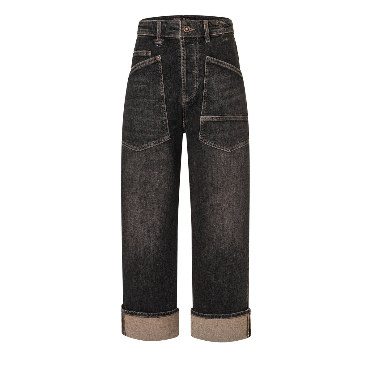 MAC Baggy Straight jeans in Brown Tinted Black Wash