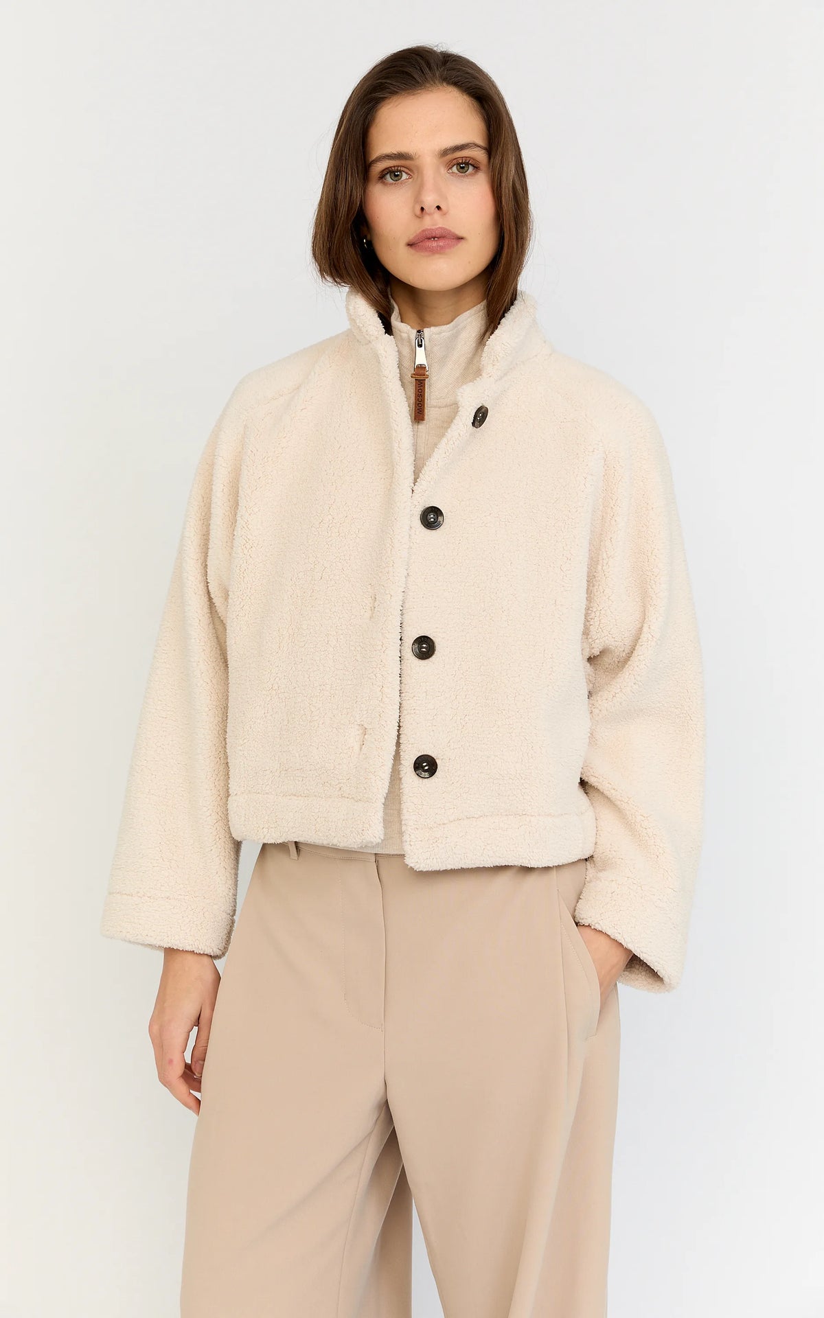 Moscow Blazer Ted in Ecru met zachte teddystructuur