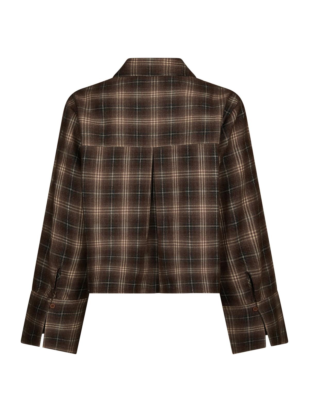 Neo Noir Blouse Jaylin Flannel Check in Dark Taupe achterkant
