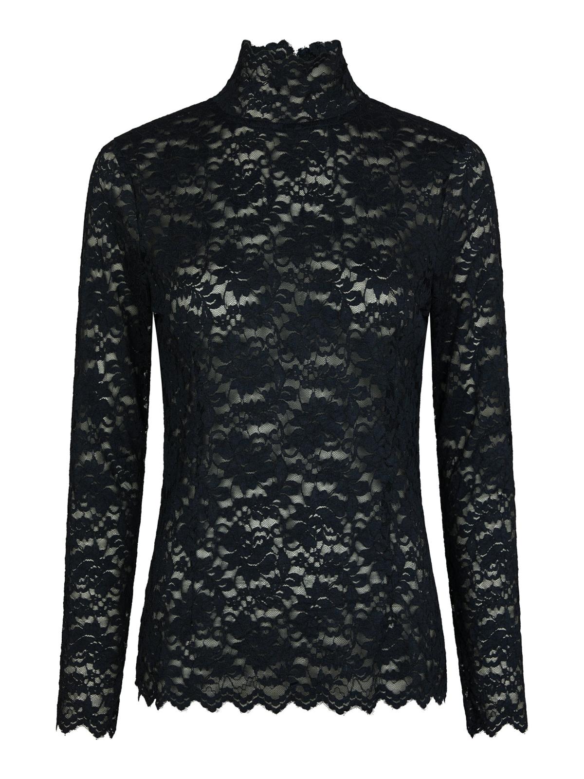 Neo Noir Blouse Liza Laceflower in Navy met transparant bloemenkant