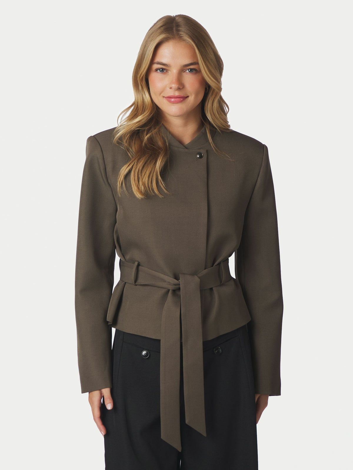 Neo Noir Kailyn cropped blazer in Dusty Brown