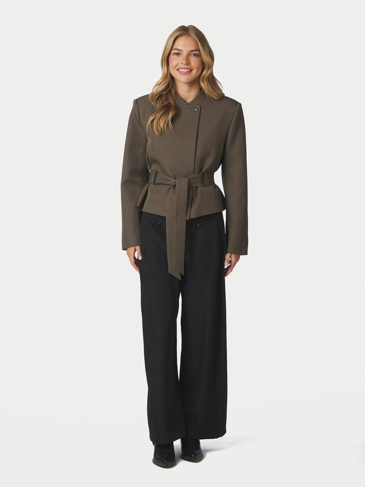 Neo Noir Kailyn cropped blazer in Dusty Brown