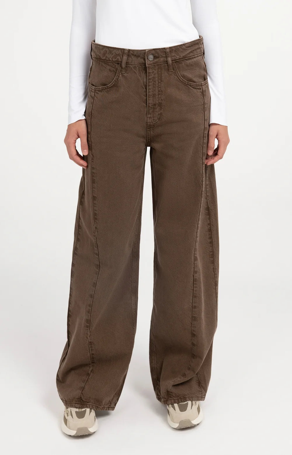 YAYA Jeans High Waist Wide Leg - Cocoa Brown