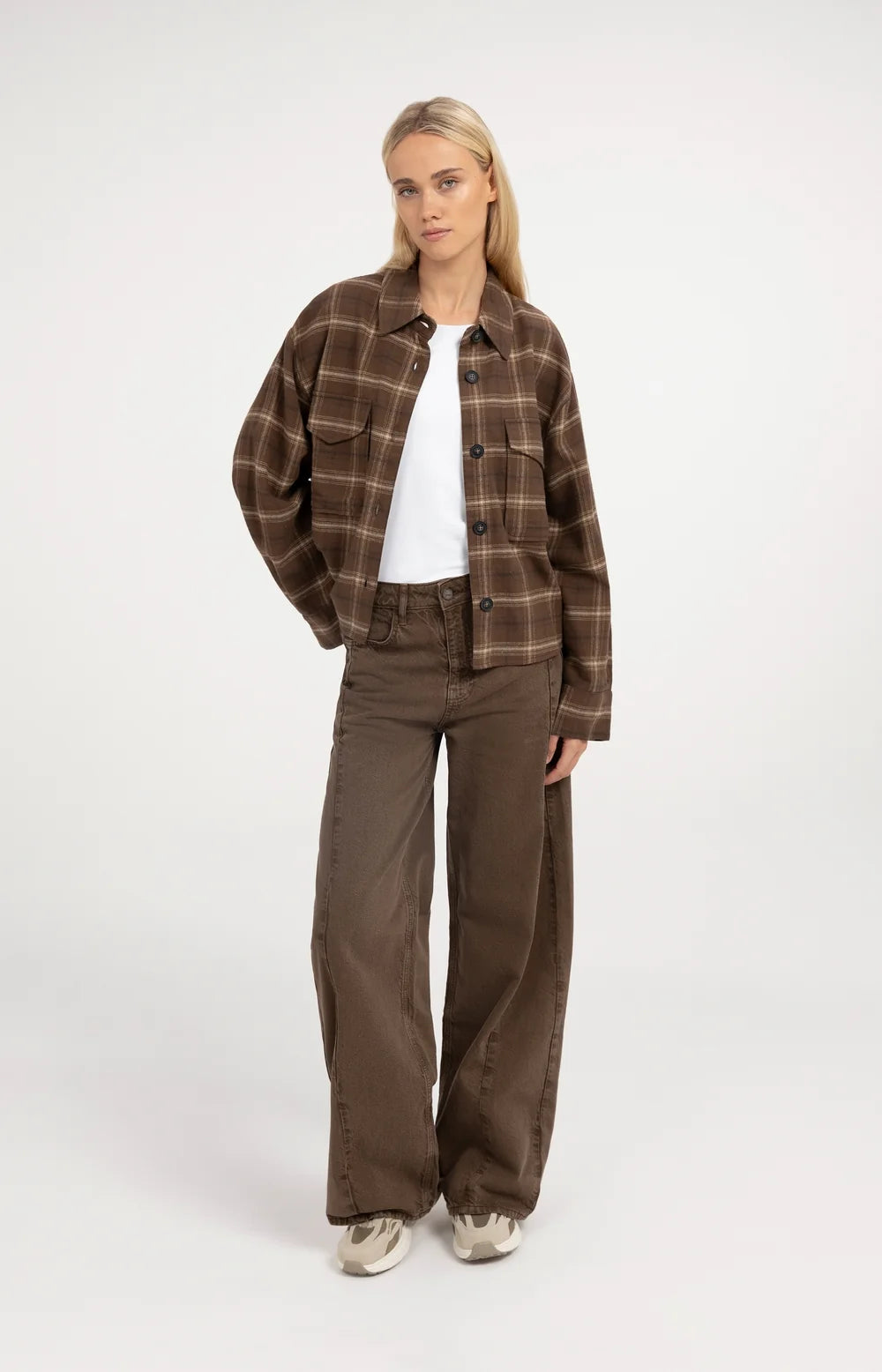 YAYA Jeans High Waist Wide Leg - Cocoa Brown