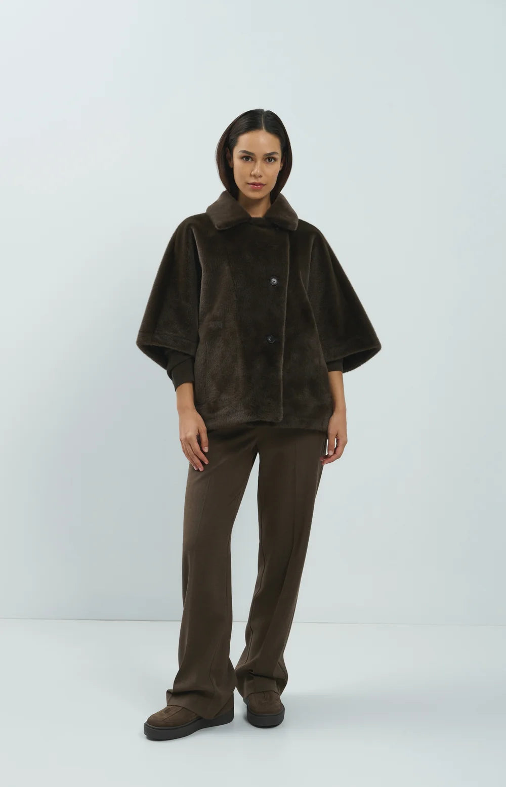 YAYA Pantalon Straight Leg in Cocoa Brown Melange