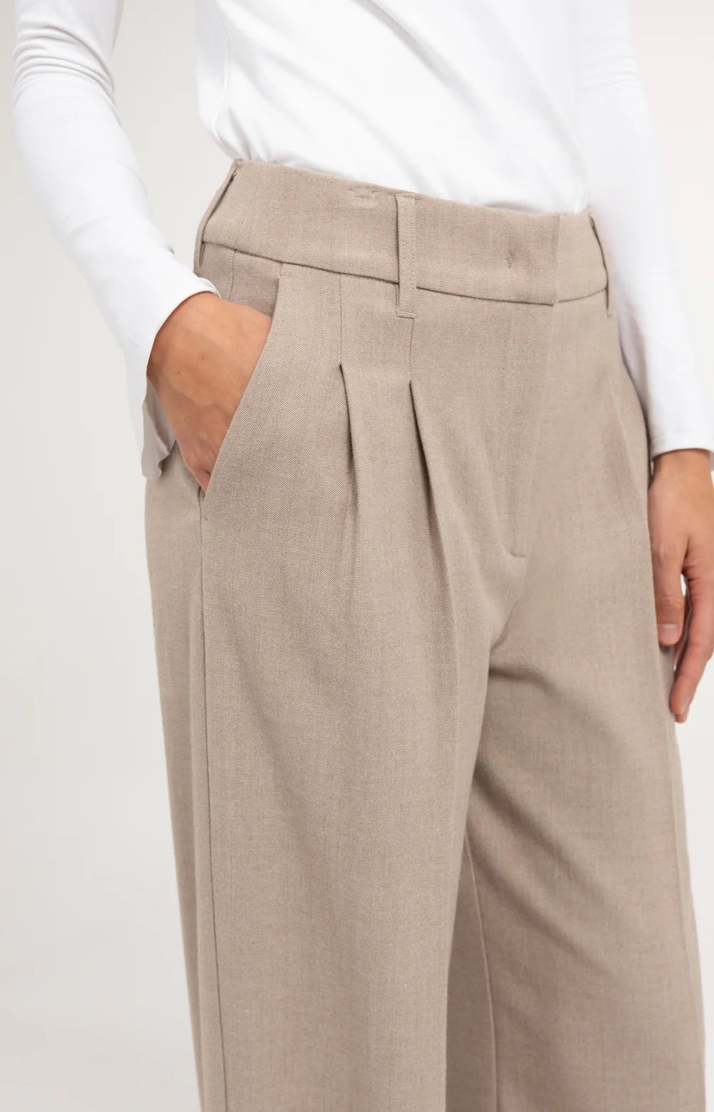 YAYA Pantalon Wide Leg in Beige Melange
