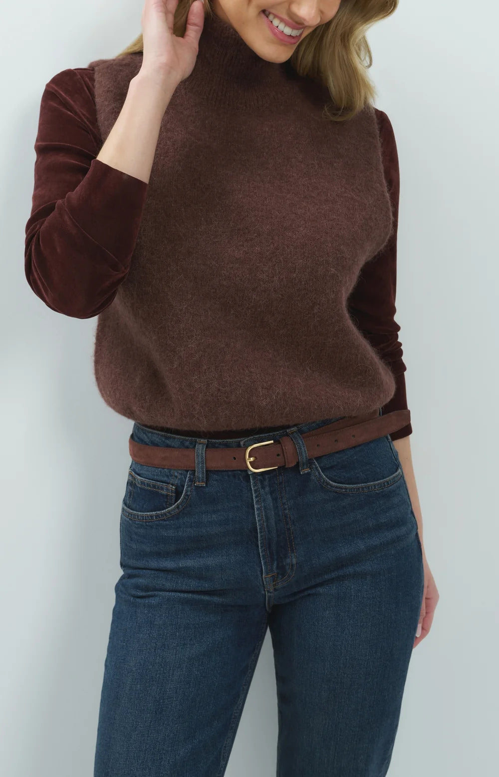 YAYA Spencer High Neck in Bitter Chocolate Red