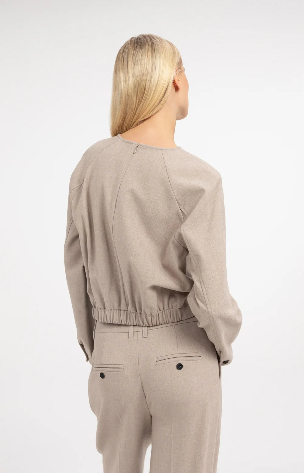 YAYA Top Blouson in Beige Melange