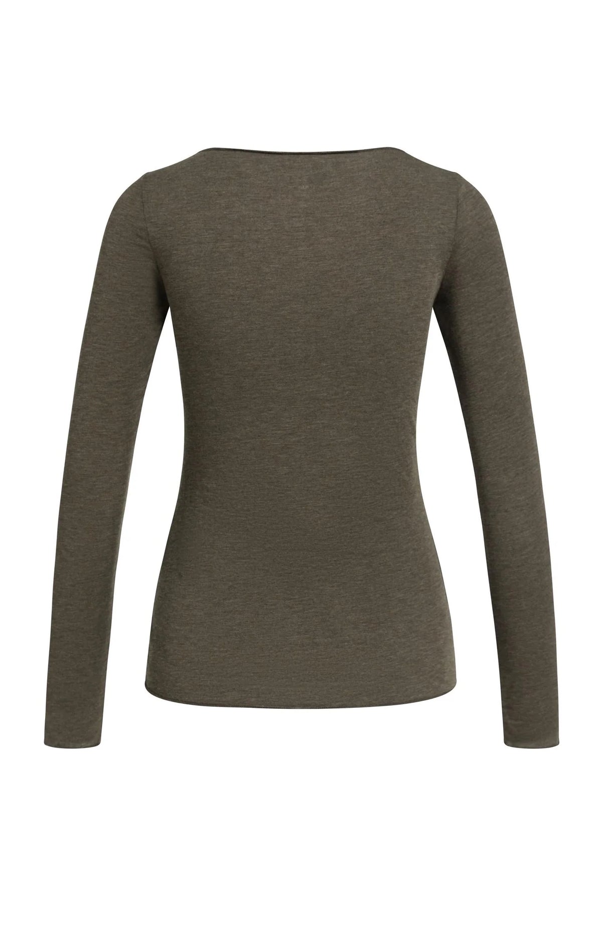 YAYA dames top met lange mouwen in bruin melange achterzijde