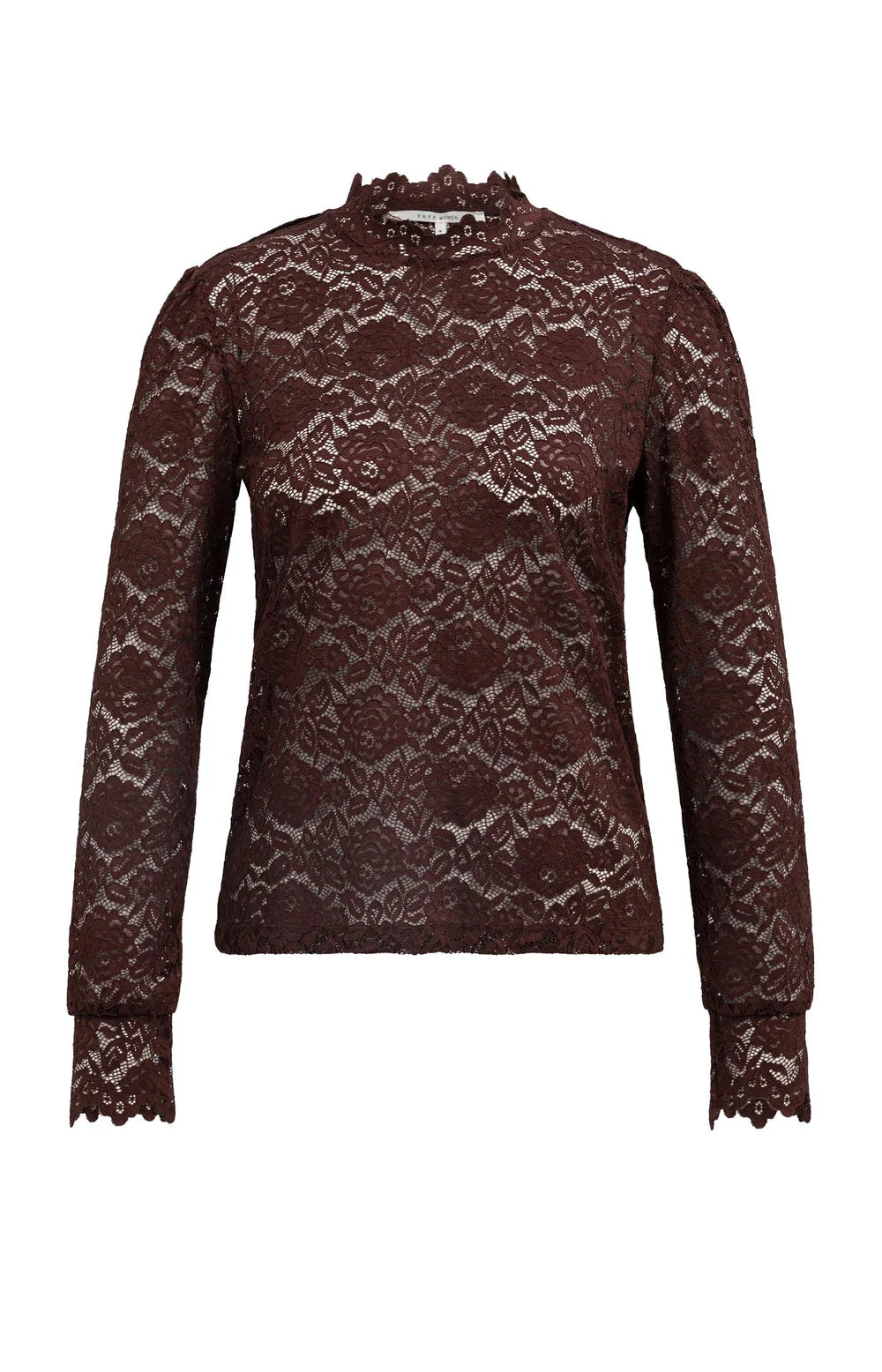 YAYA Top Kant in Bitter Chocolate Red