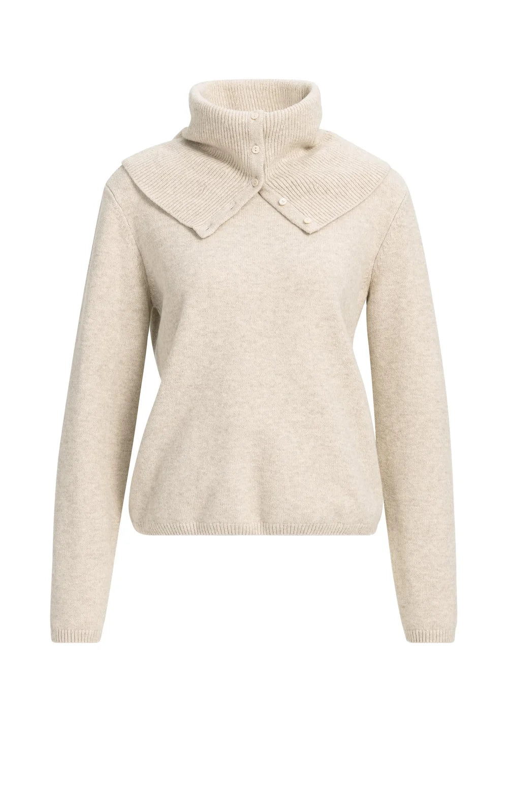 YAYA Trui Afneembare Col in Light Beige Melange