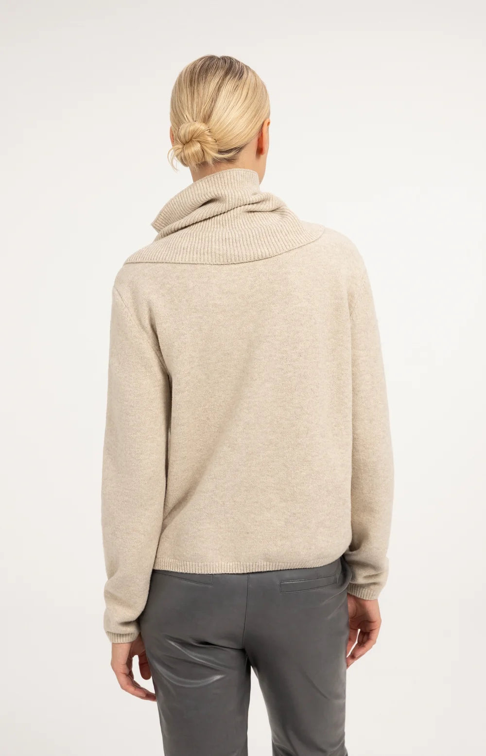 YAYA Trui Afneembare Col in Light Beige Melange