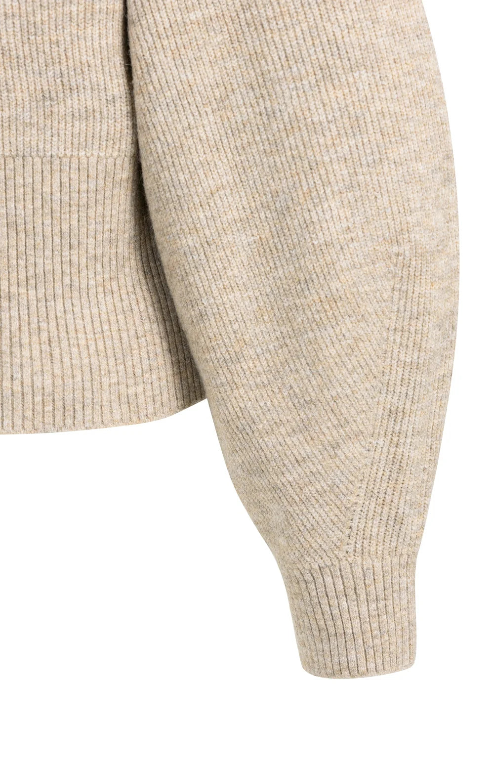 YAYA Trui Col Vleermuismouwen in Light Beige Melange detail