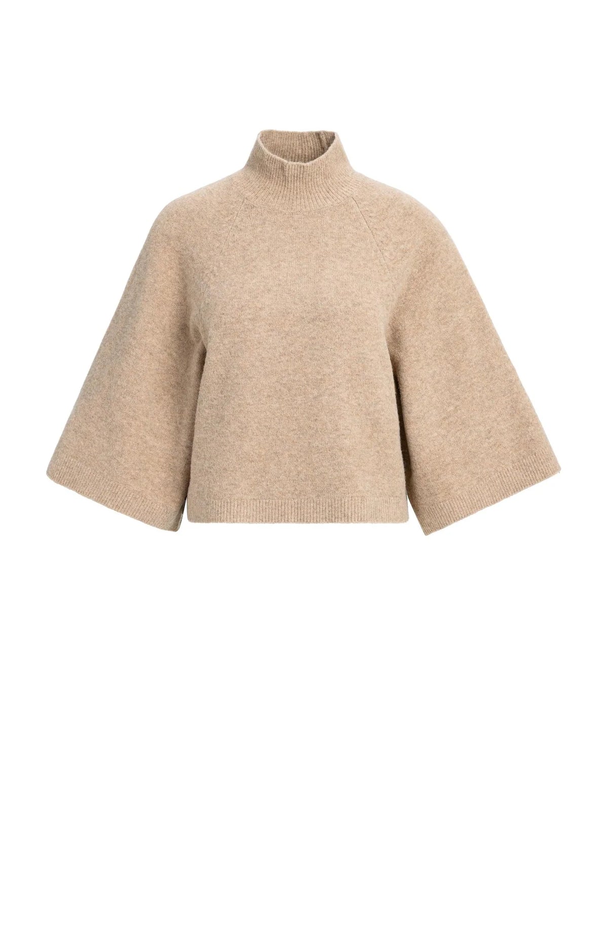 YAYA Trui Wide Sleeve in Dark Beige Melange