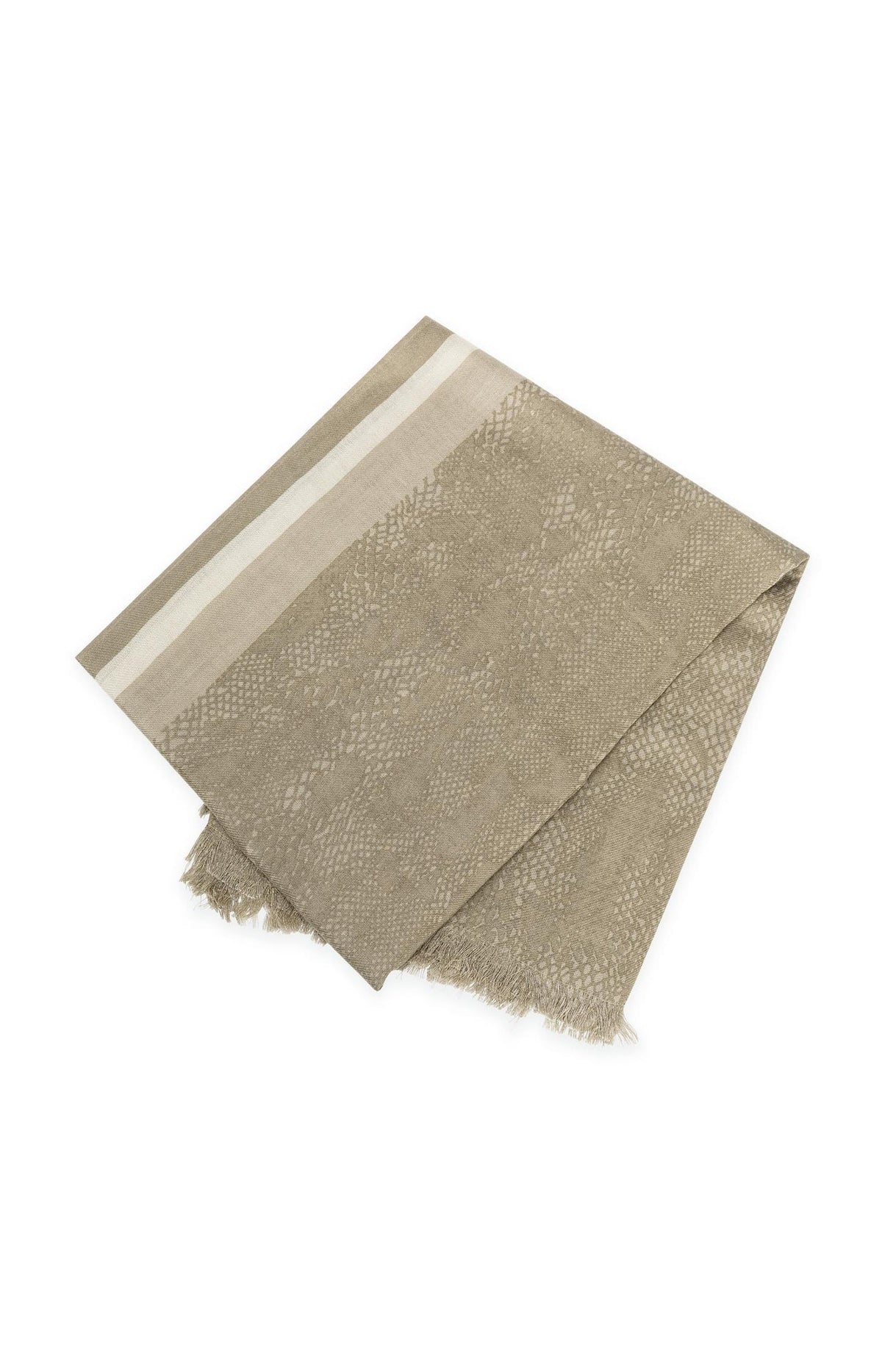 Beige YAYA sjaal met subtiele slangenprint en franjes