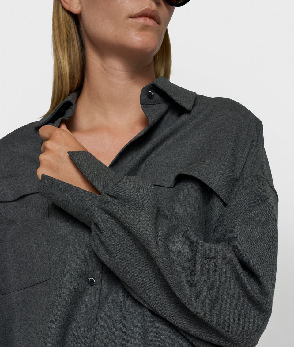 10DAYS Blouse met Taillekoord in Antra Melee met oversized pasvorm
