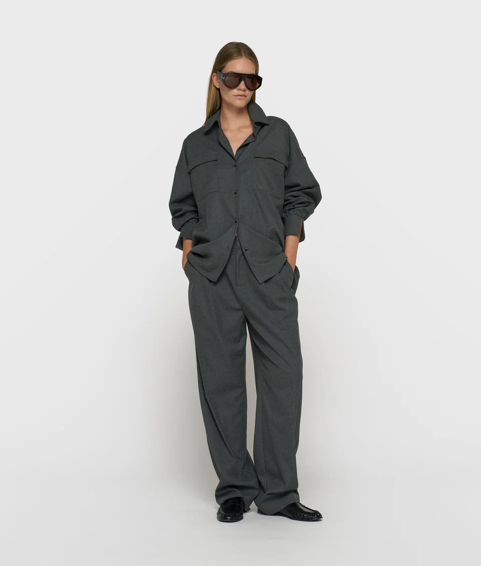 10DAYS Blouse met Taillekoord in Antra Melee met oversized pasvorm