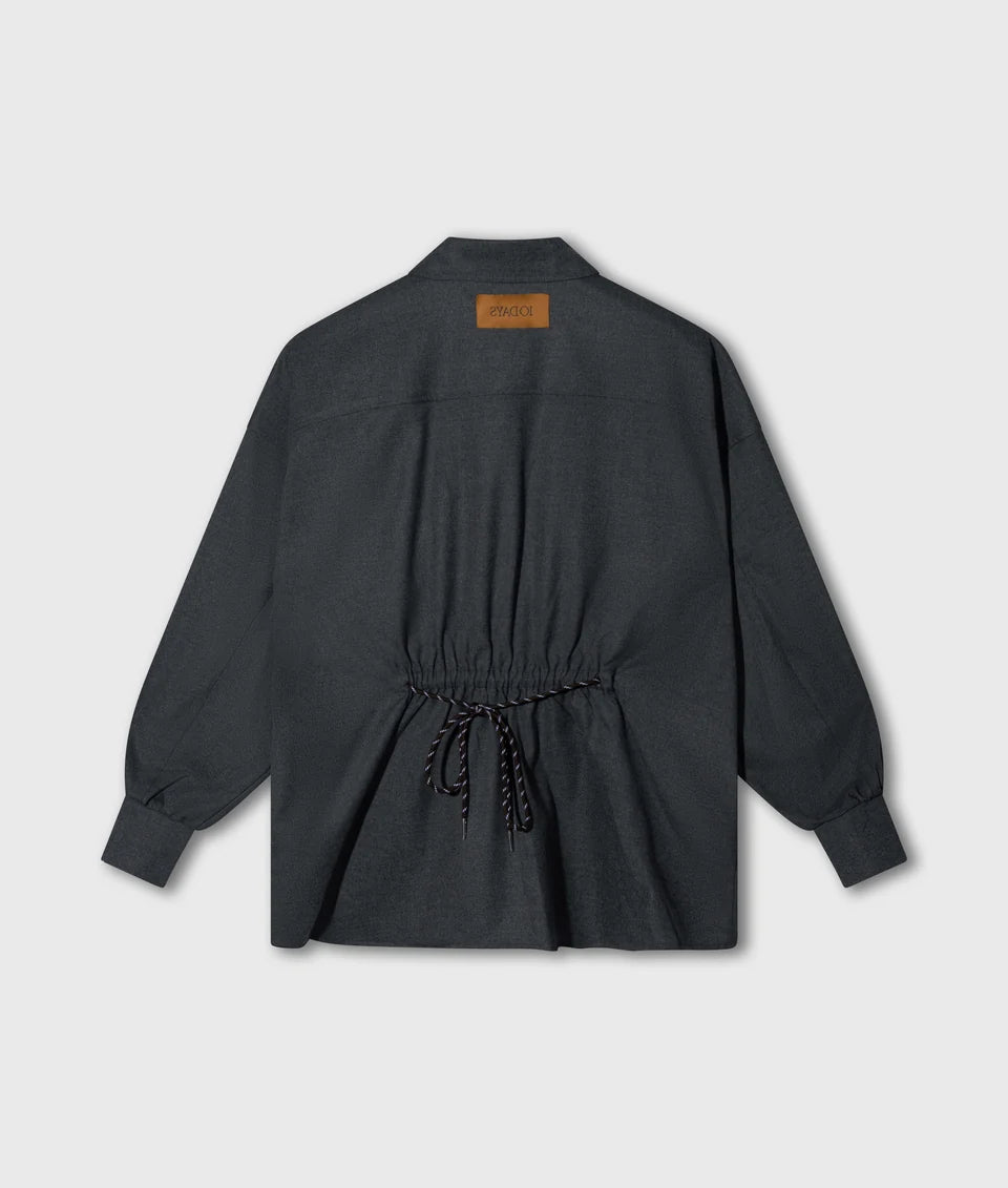 10DAYS Blouse met Taillekoord in Antra Melee met oversized pasvorm achterkant