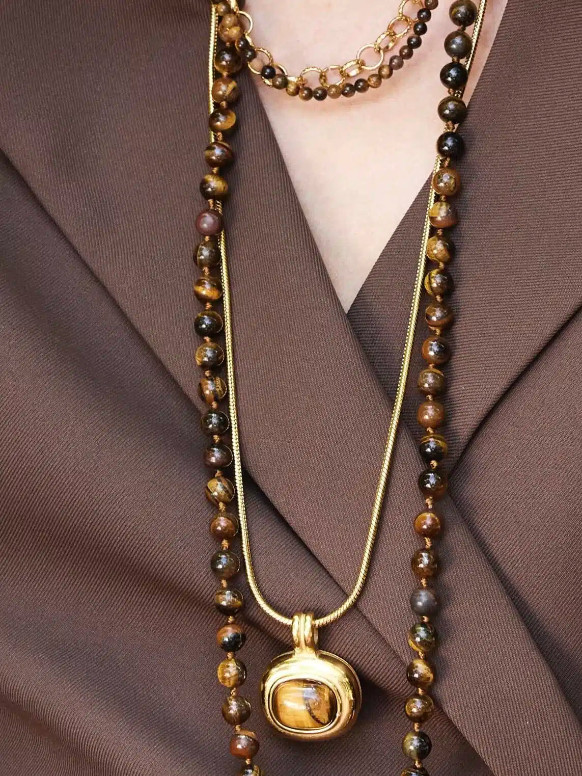 Ellen Beekmans ketting KET79882 bruin mêlée