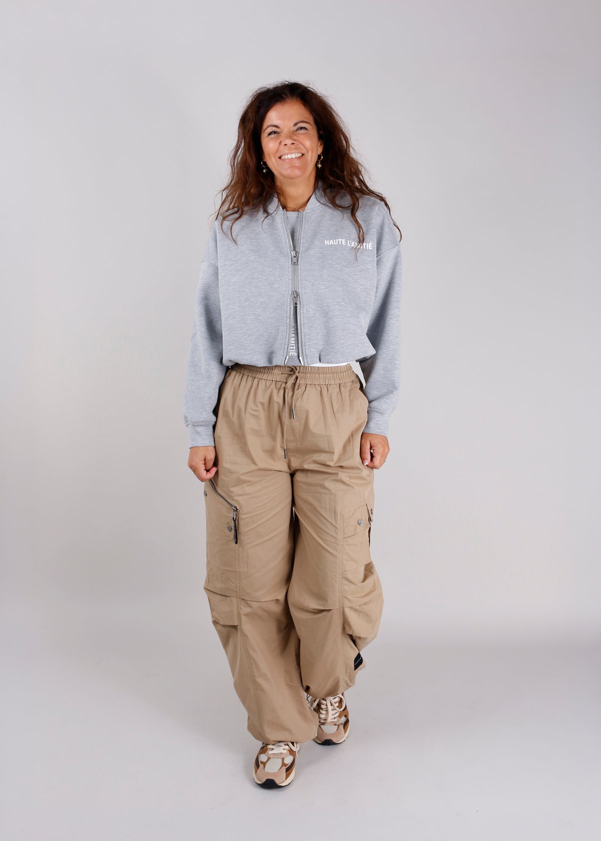 Haute L'Amitié Sweatvest Maxi Crop Zip - Grey Melange