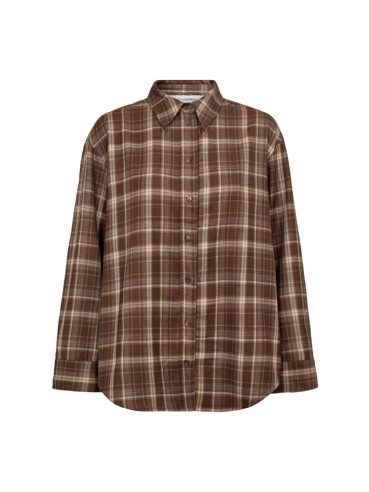 Co'Couture Blouse DagnyCC in Brown met geruit patroon