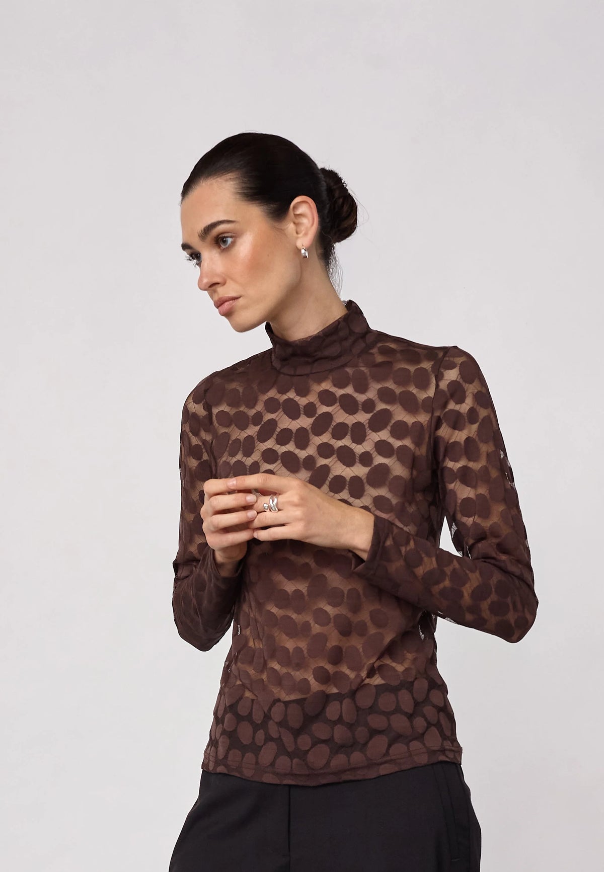 Co'Couture PenolaCC mesh coltop in Brown