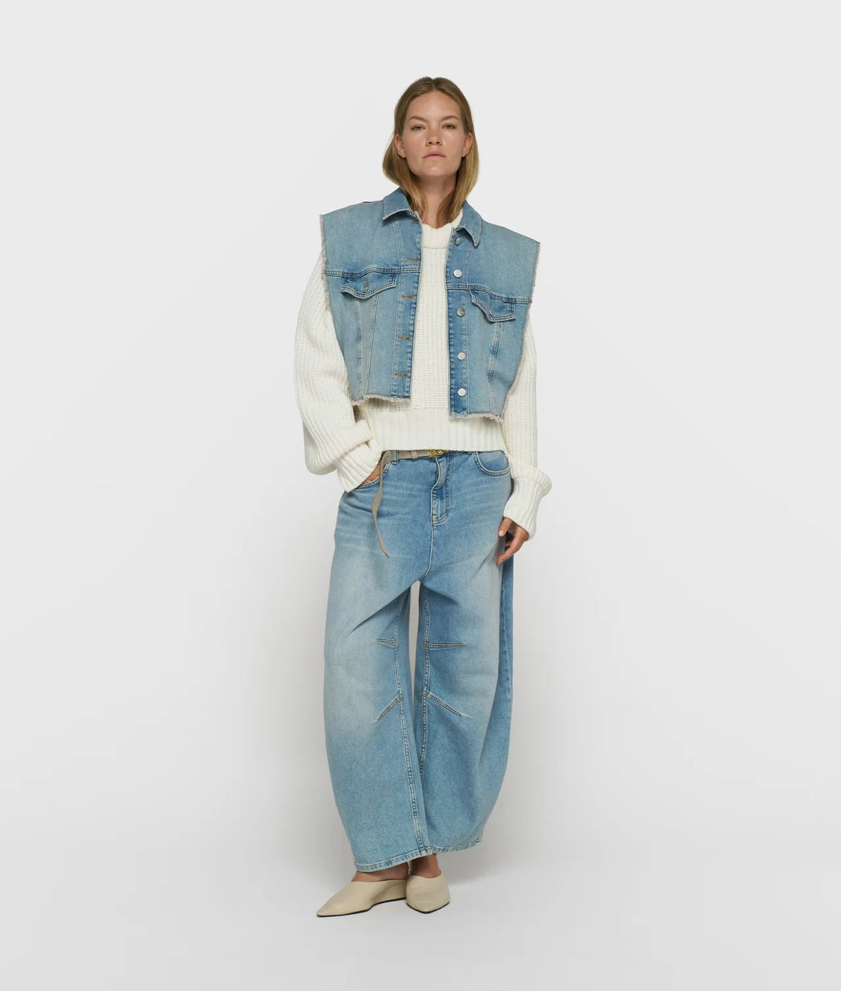 10DAYS Wide Tapered Denim Pants - Blauw (Blue Denim)