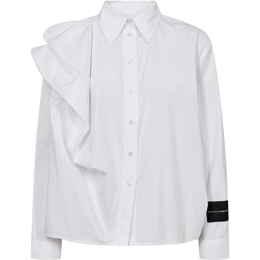 Haute L'Amitié Cosmopolitan Drape blouse in White voorzijde