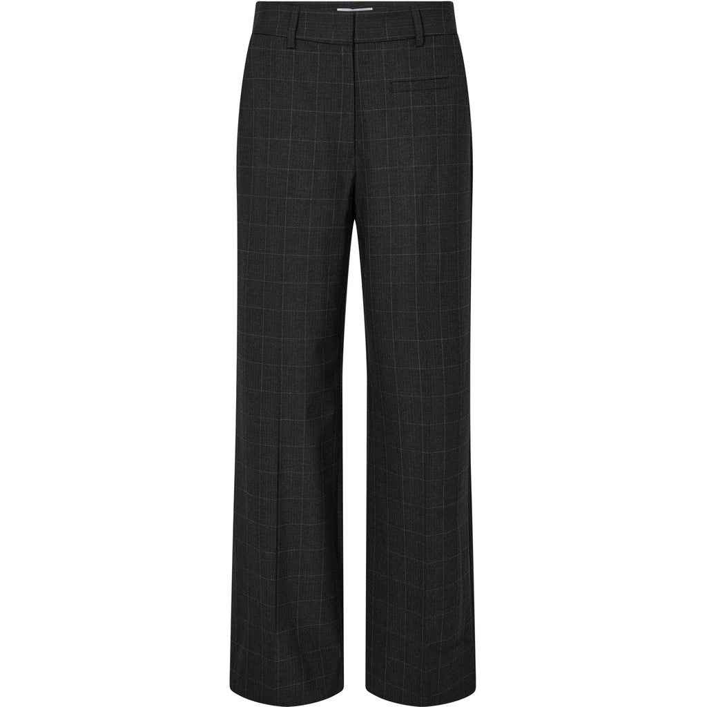 Haute L'Amitié Smokey Check Plain Tall pantalon in Antracit voorzijde