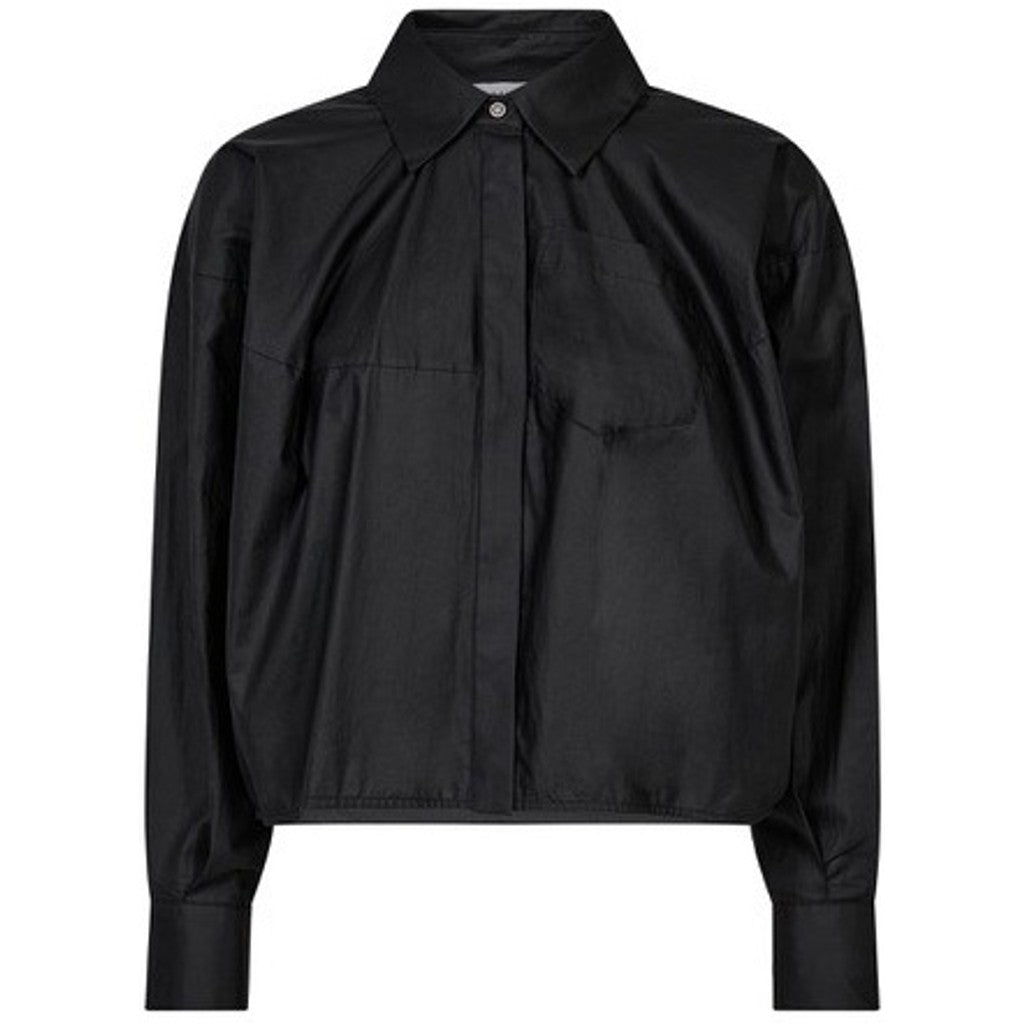 Haute L'Amitié Sophie Din Coated blouse in Black voorzijde