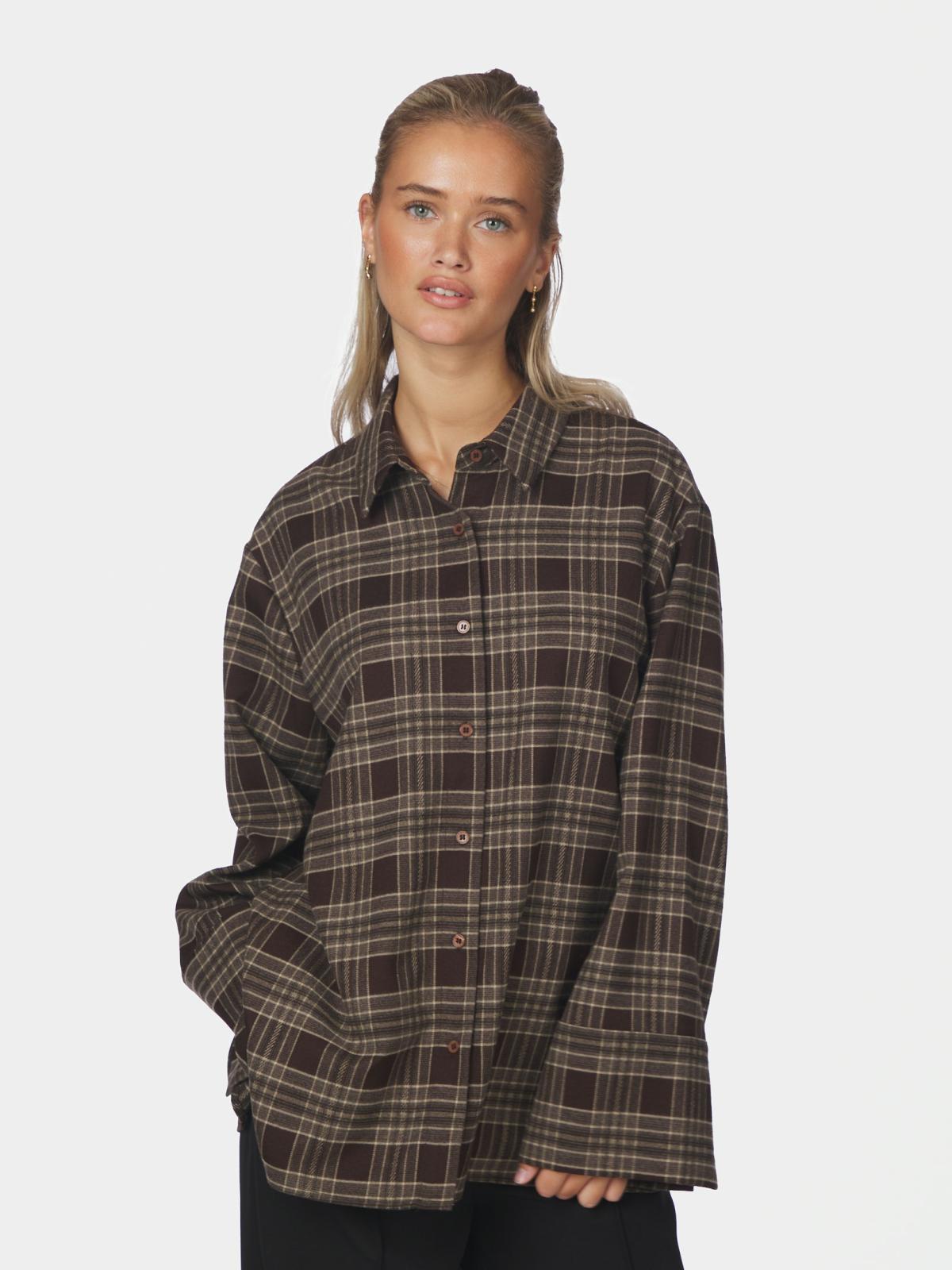 Neo Noir Blouse Dita Flannel Check in Brown
