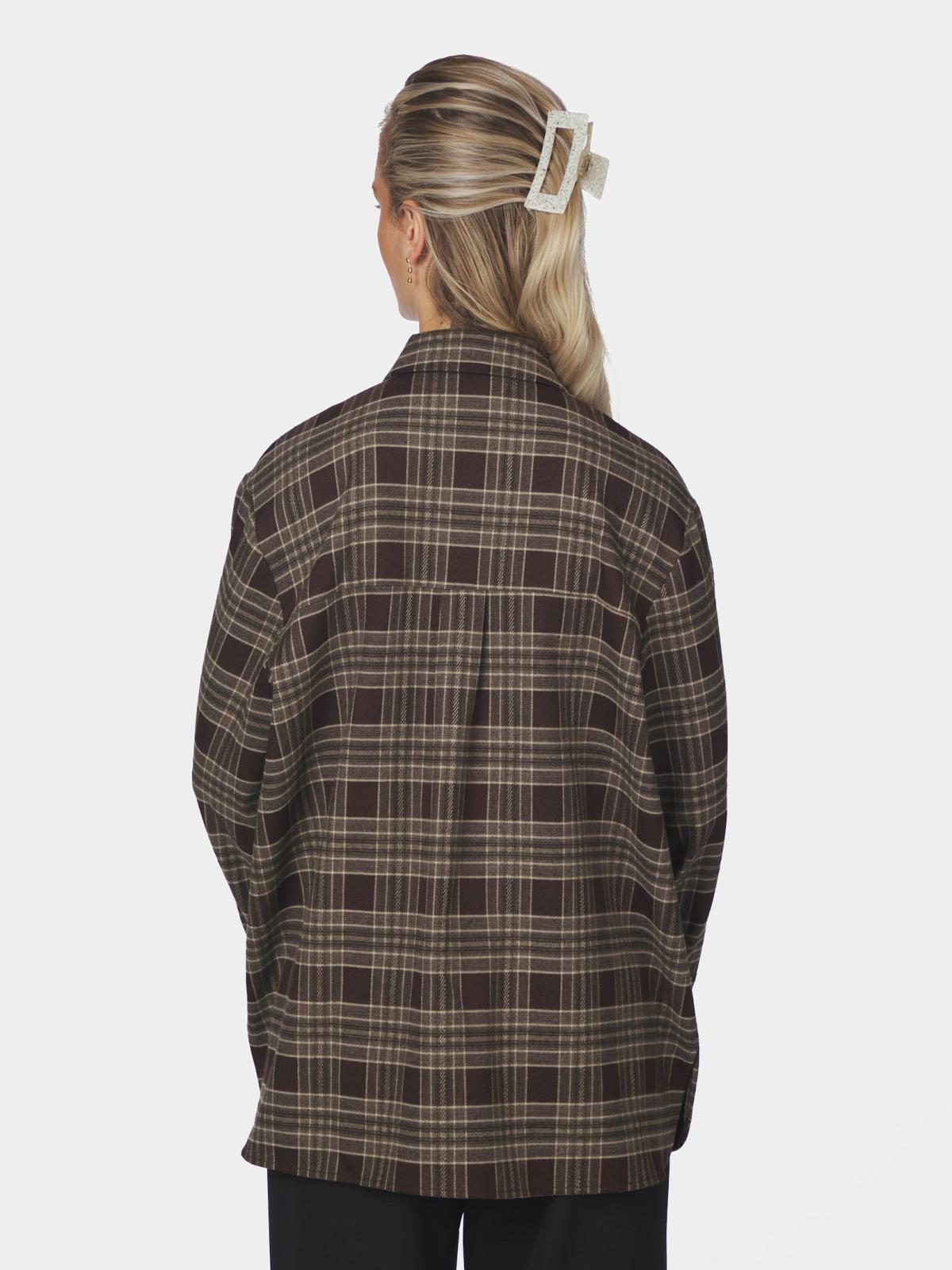 Neo Noir Blouse Dita Flannel Check in Brown achterkant
