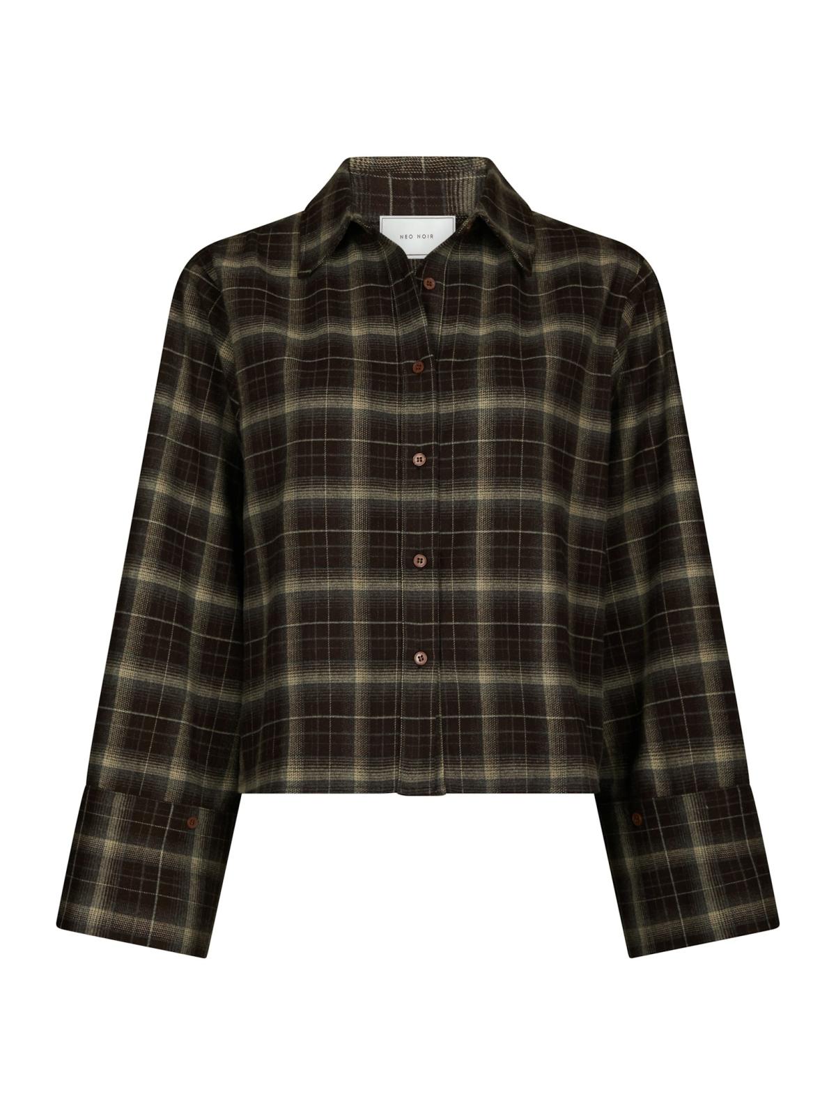 Neo Noir Blouse Jaylin Flannel Check in Dark Brown