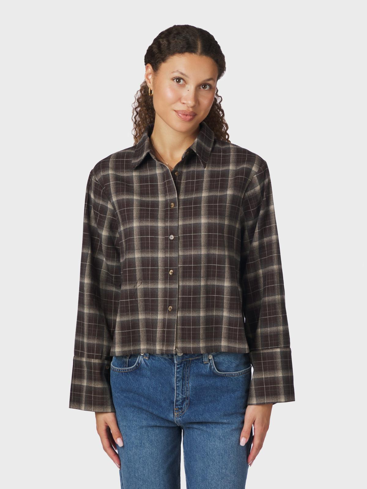 Neo Noir Blouse Jaylin Flannel Check in Dark Brown