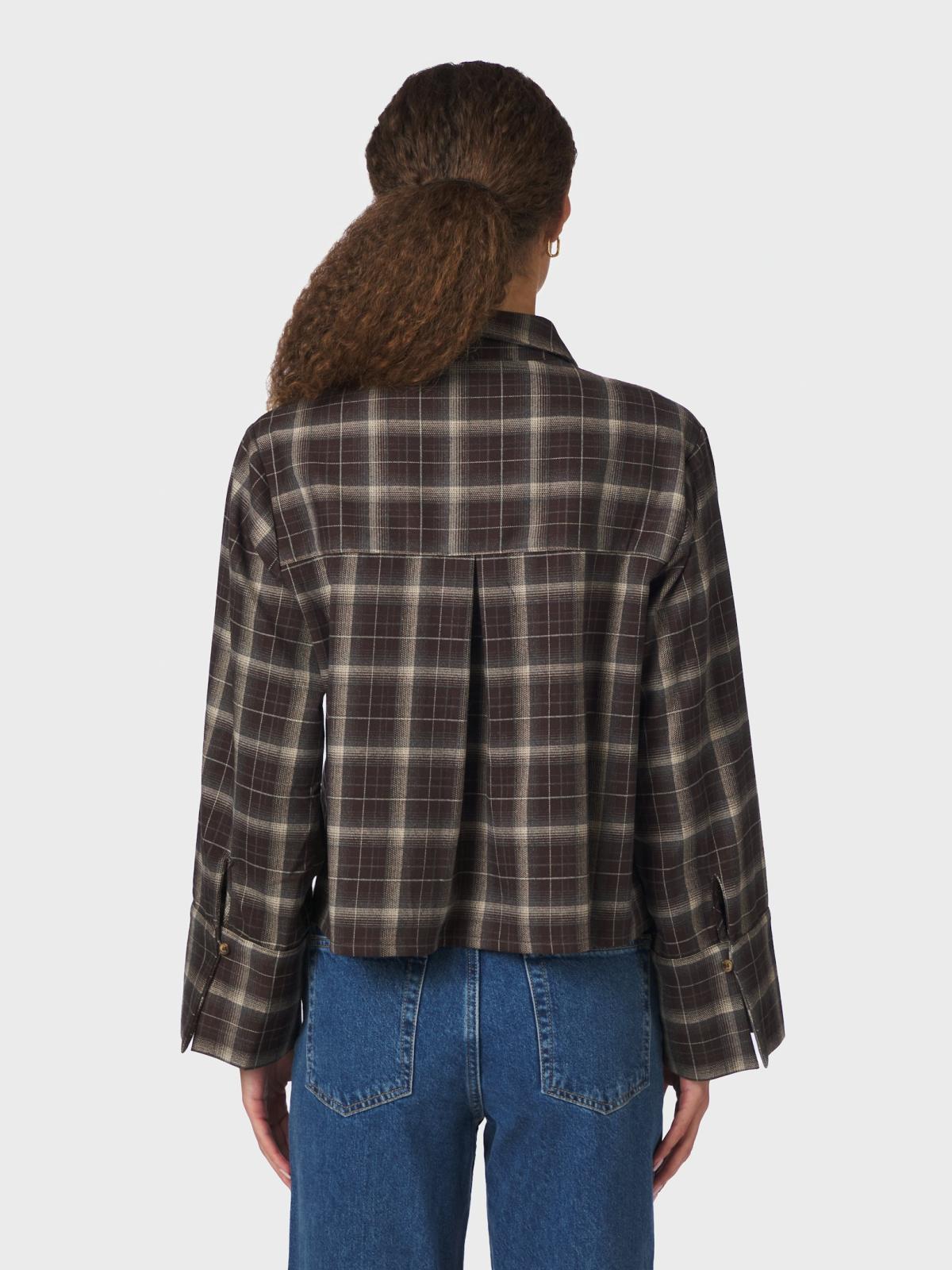 Neo Noir Blouse Jaylin Flannel Check in Dark Brown