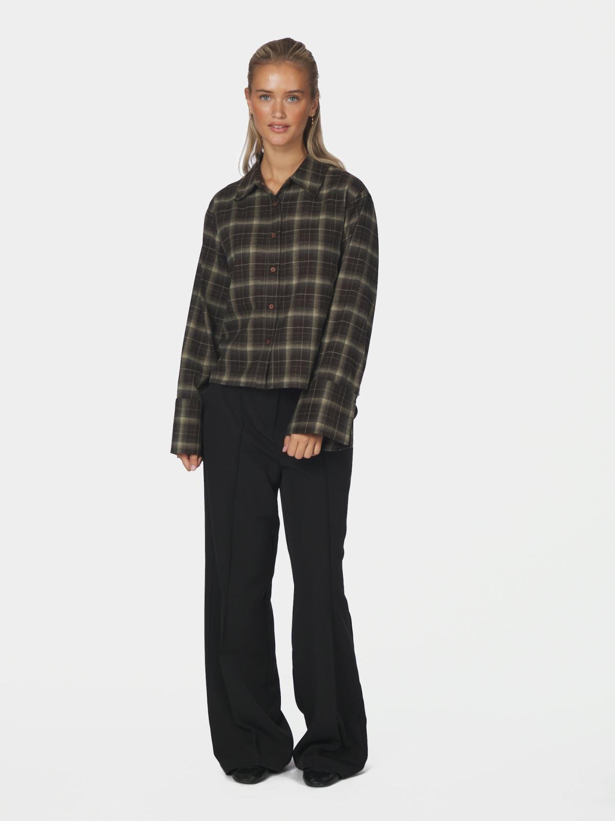 Neo Noir Blouse Jaylin Flannel Check in Dark Brown