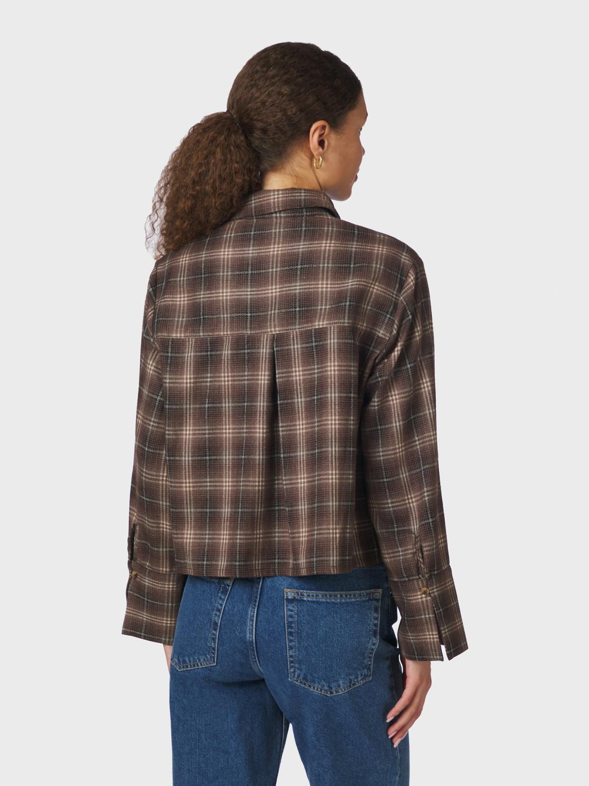 Neo Noir Blouse Jaylin Flannel Check in Dark Taupe achterkant