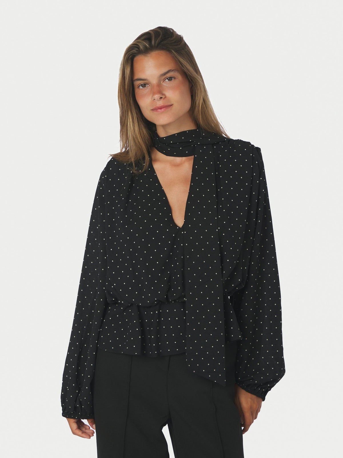 Neo Noir Ettalie Dot Blouse in Black