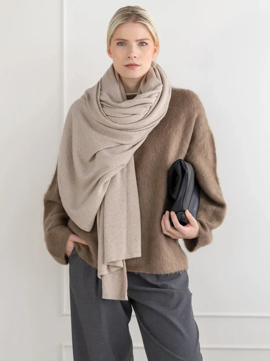 SjaalMania Cosy Chic travelwrap in Sand Melee