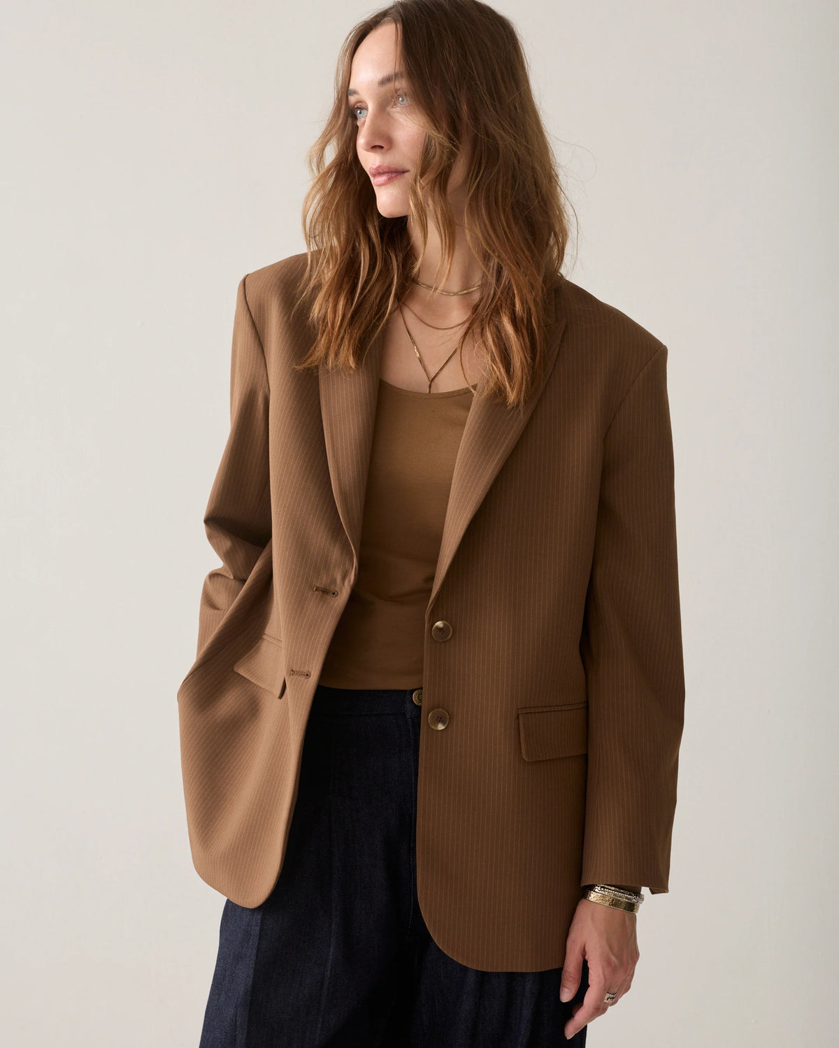 Summum Blazer Wear Your Way Pinstripe in Bruin