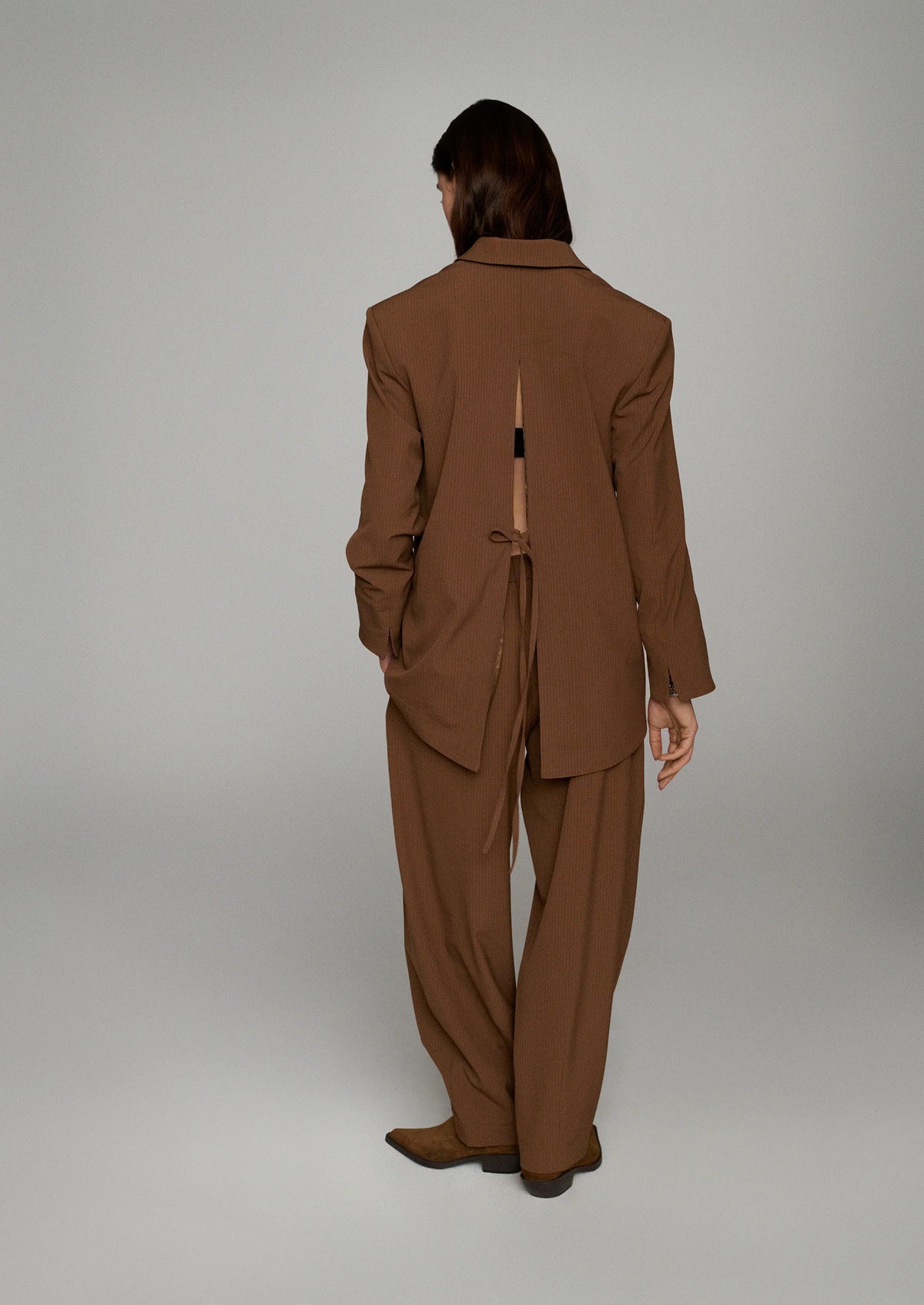 Summum Broek Balloon Fit Pinstripe in Bruin