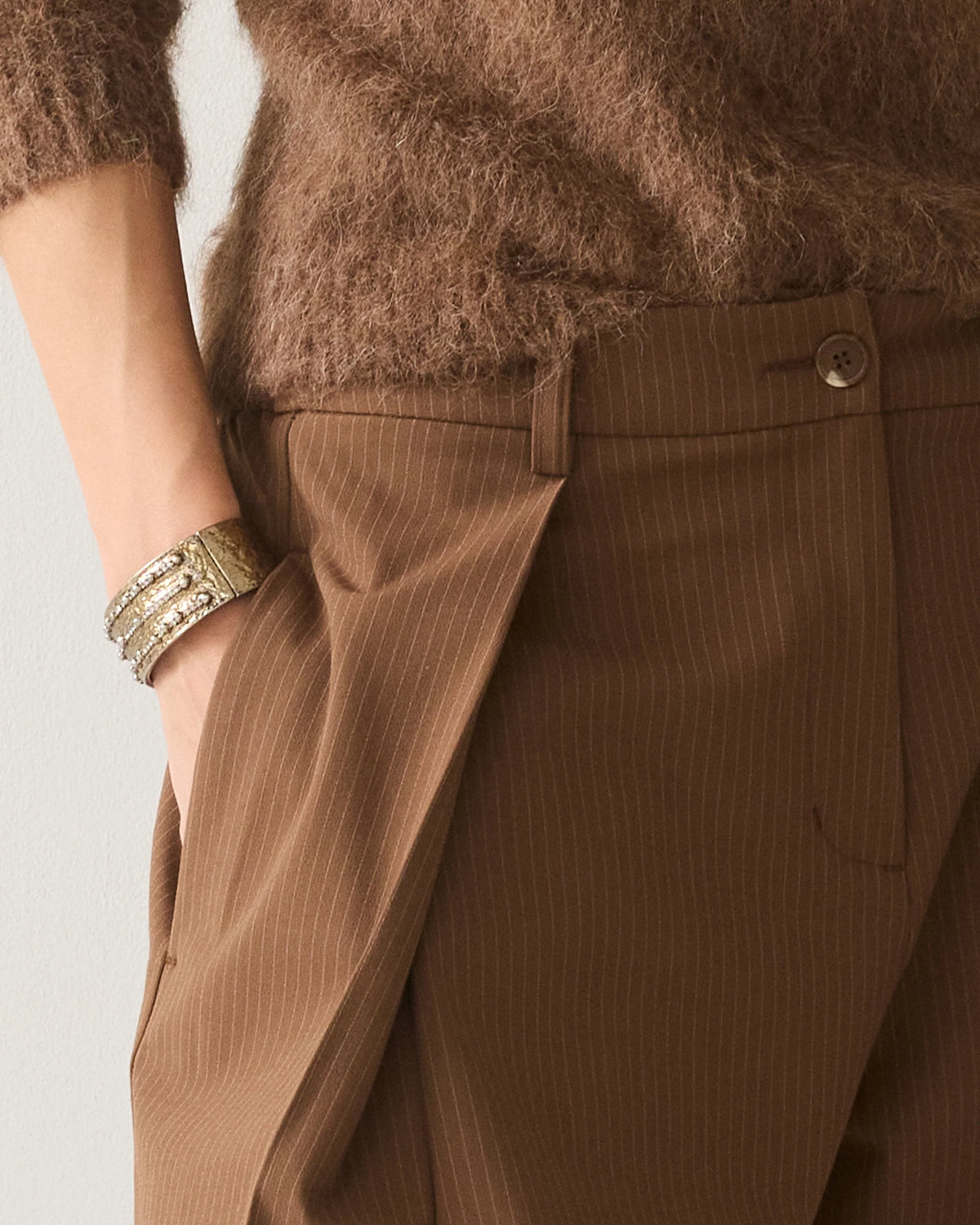 Summum Broek Balloon Fit Pinstripe in Bruin