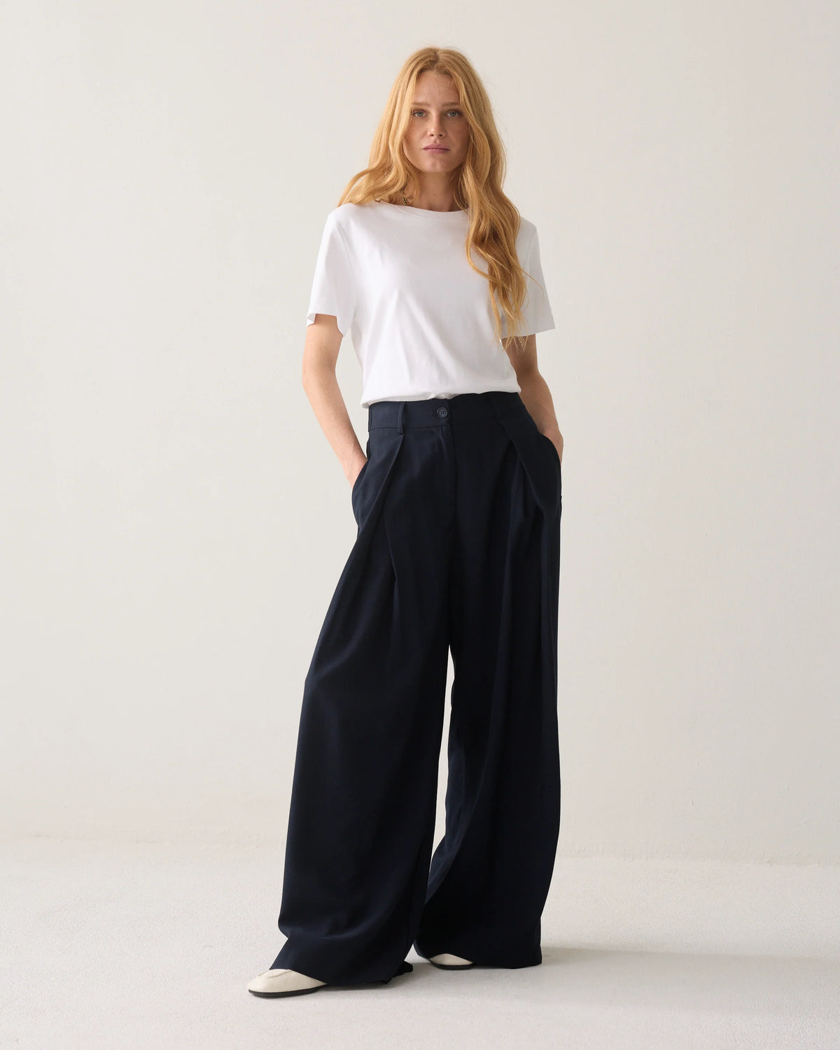 Summum megawijde broek blauw voorkant