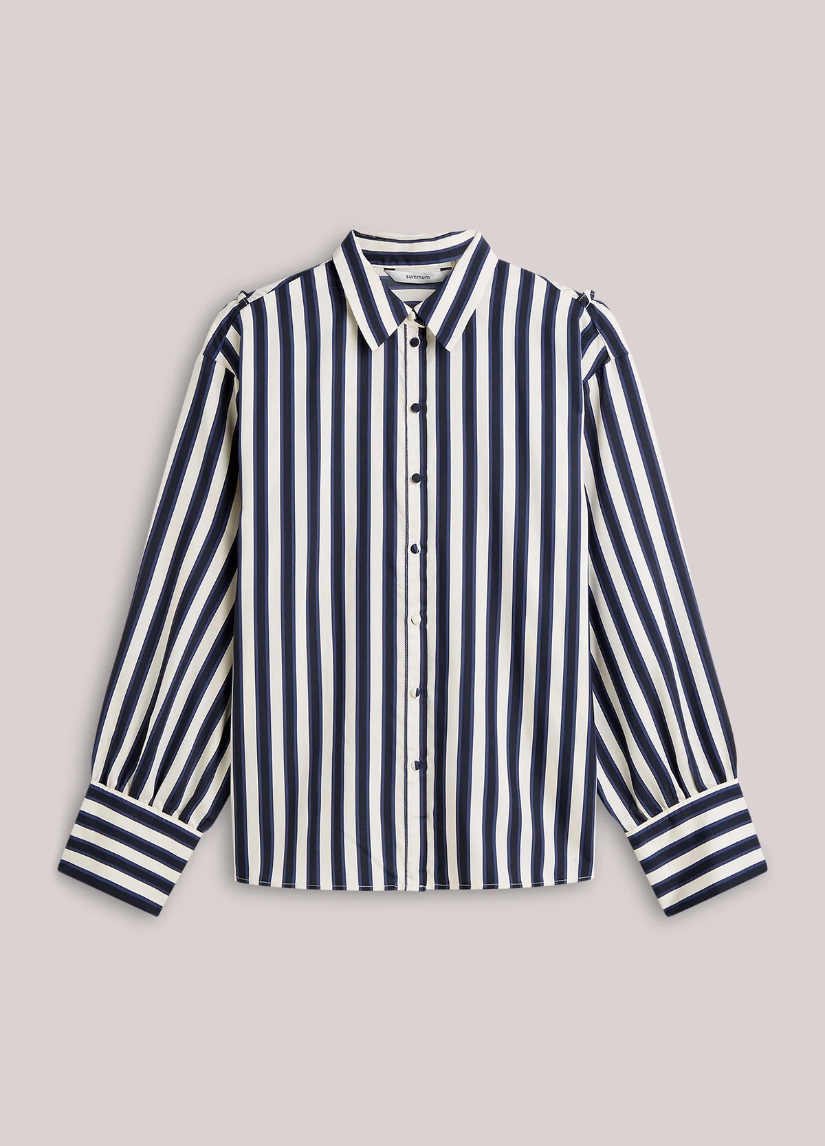 Summum satijnen streepjesblouse in blauw packshot